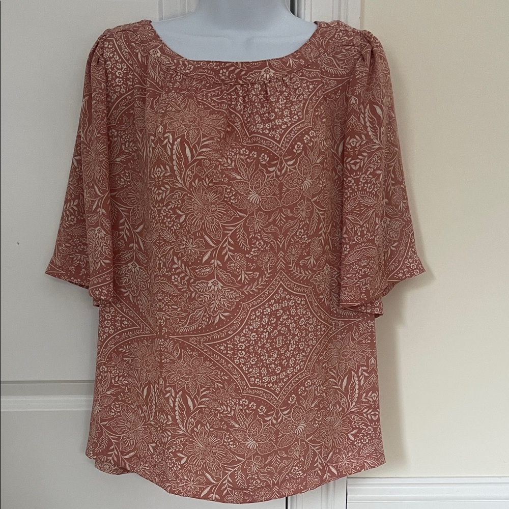 LOFT Outlet Pink Floral Pattern Blouse